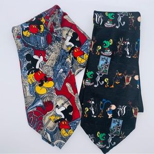 Vintage Bundle Disney Mickey Mouse and Looney Tunes Neckties